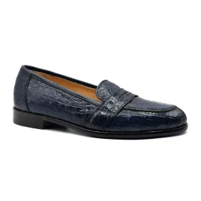 11-119-NVY TUSCANY Crocodile Penny Loafer, Navy