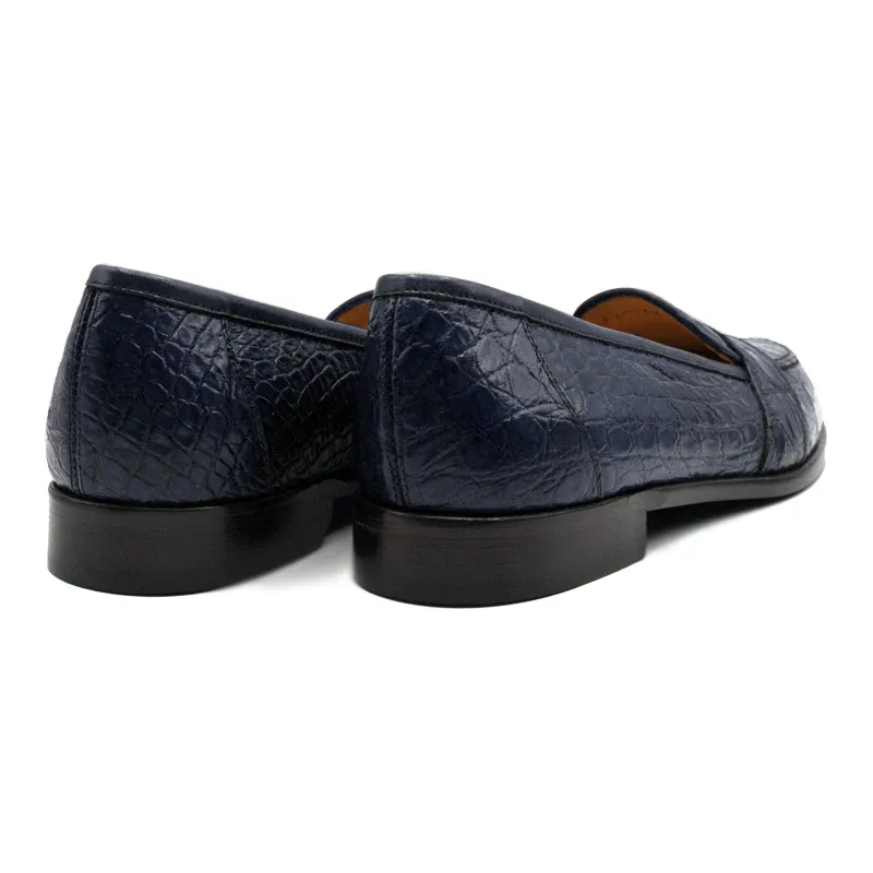 11-119-NVY TUSCANY Crocodile Penny Loafer, Navy