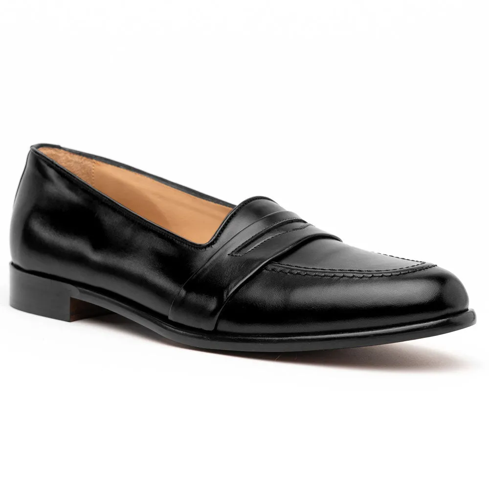 15-203-BLK SAVANNAH Calfskin Penny Loafer, Black