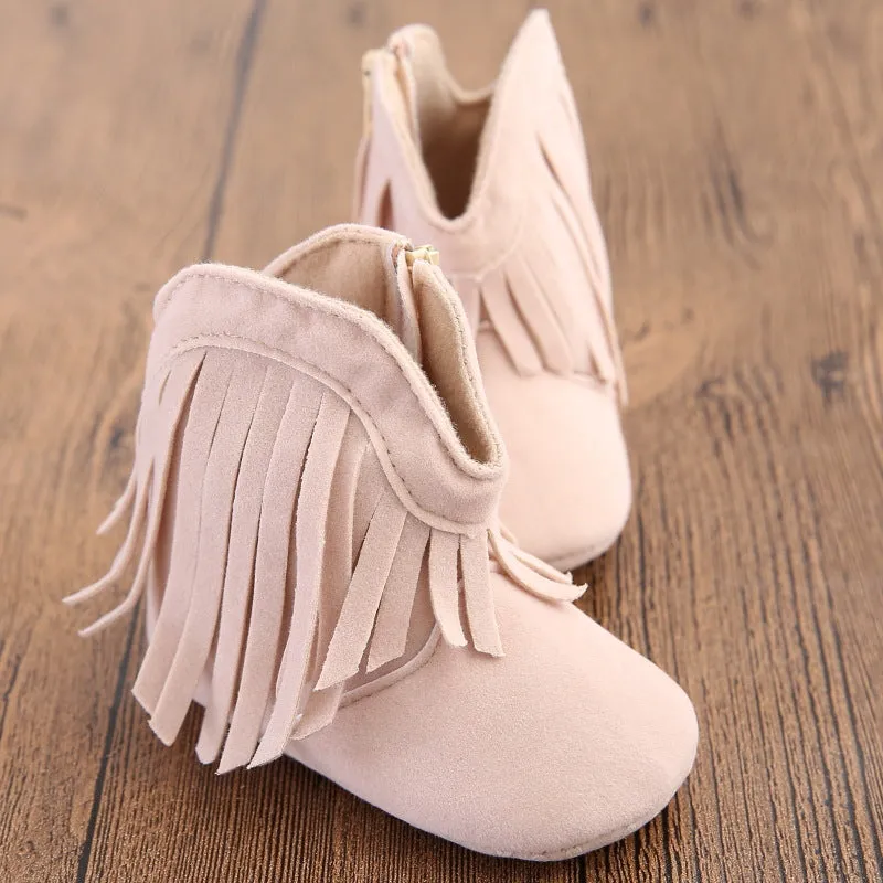 Baby Girl Fringe Moccasin Boot Shoes 7 Color Choices