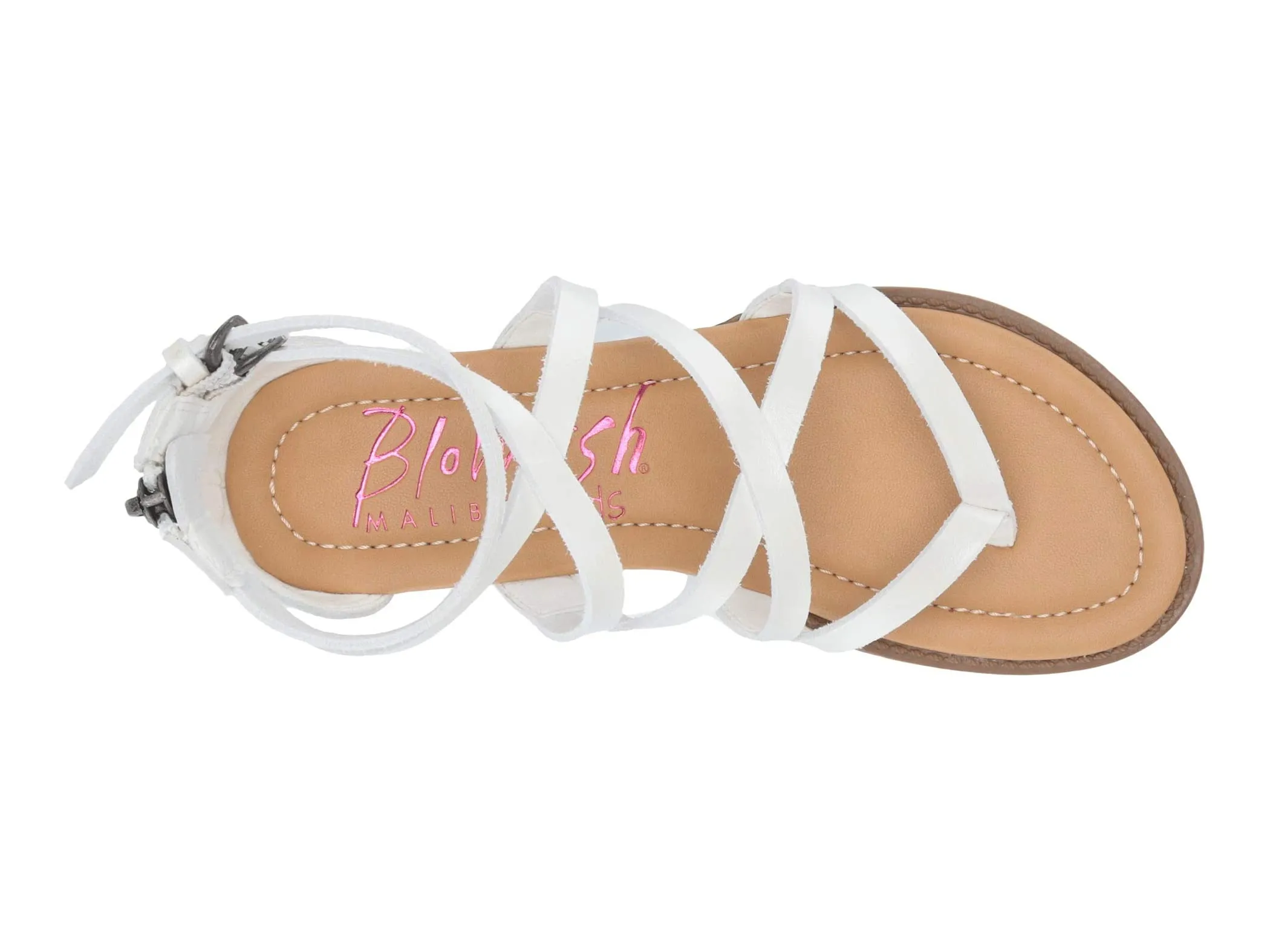 Blowfish Malibu Billa-K Pearl White Dyecut Pu Crisscrossed Straps Sandals