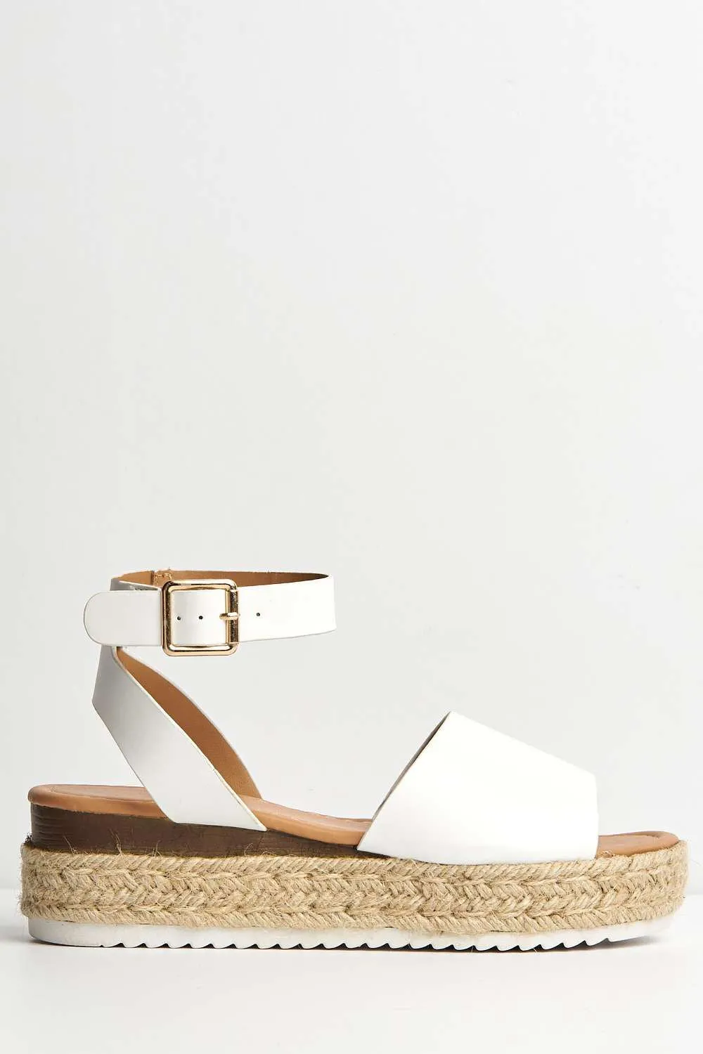 Casey Espadrille Flatform Sandals in White Matt