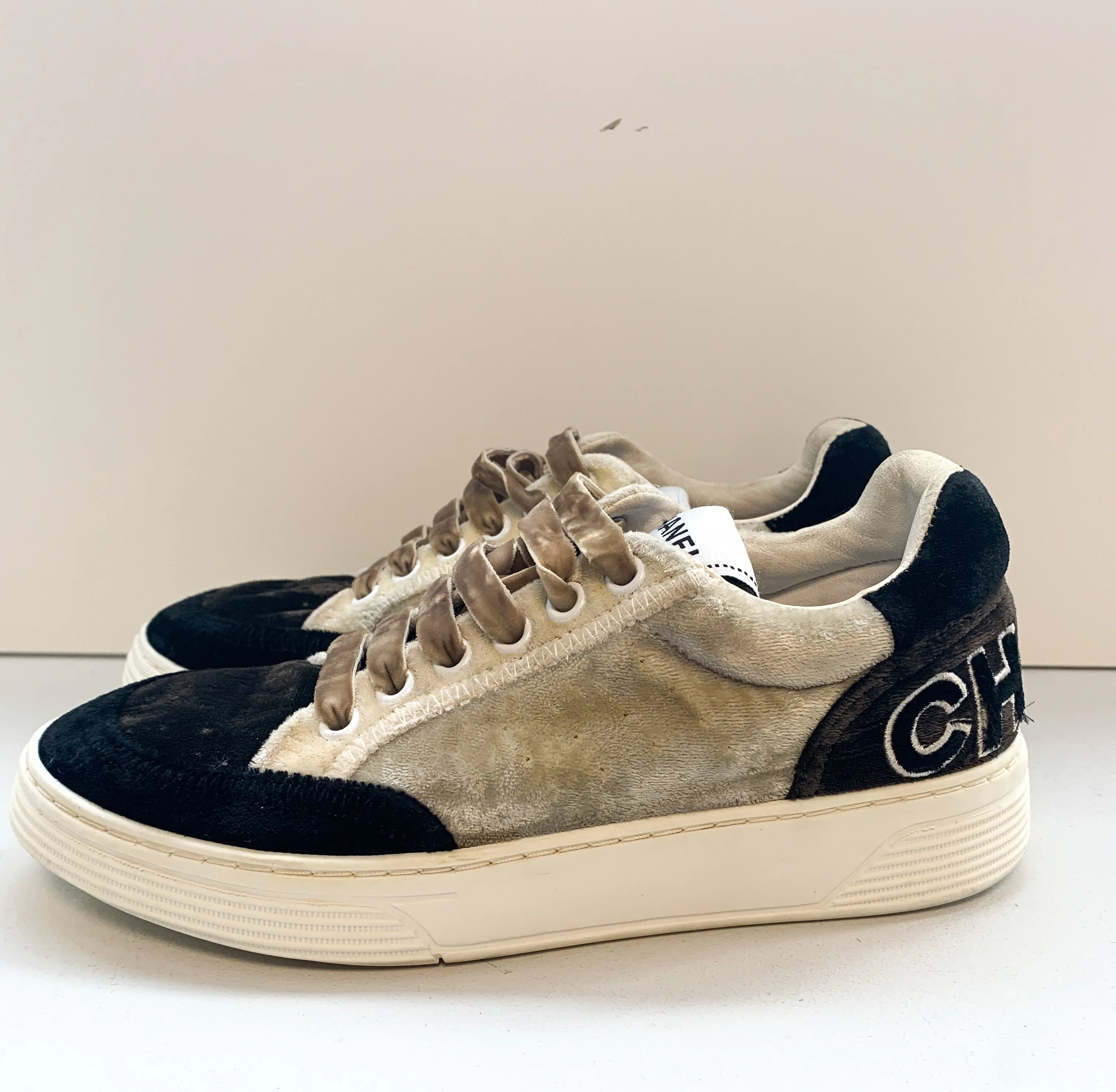 Chanel Velvet Sneakers 36