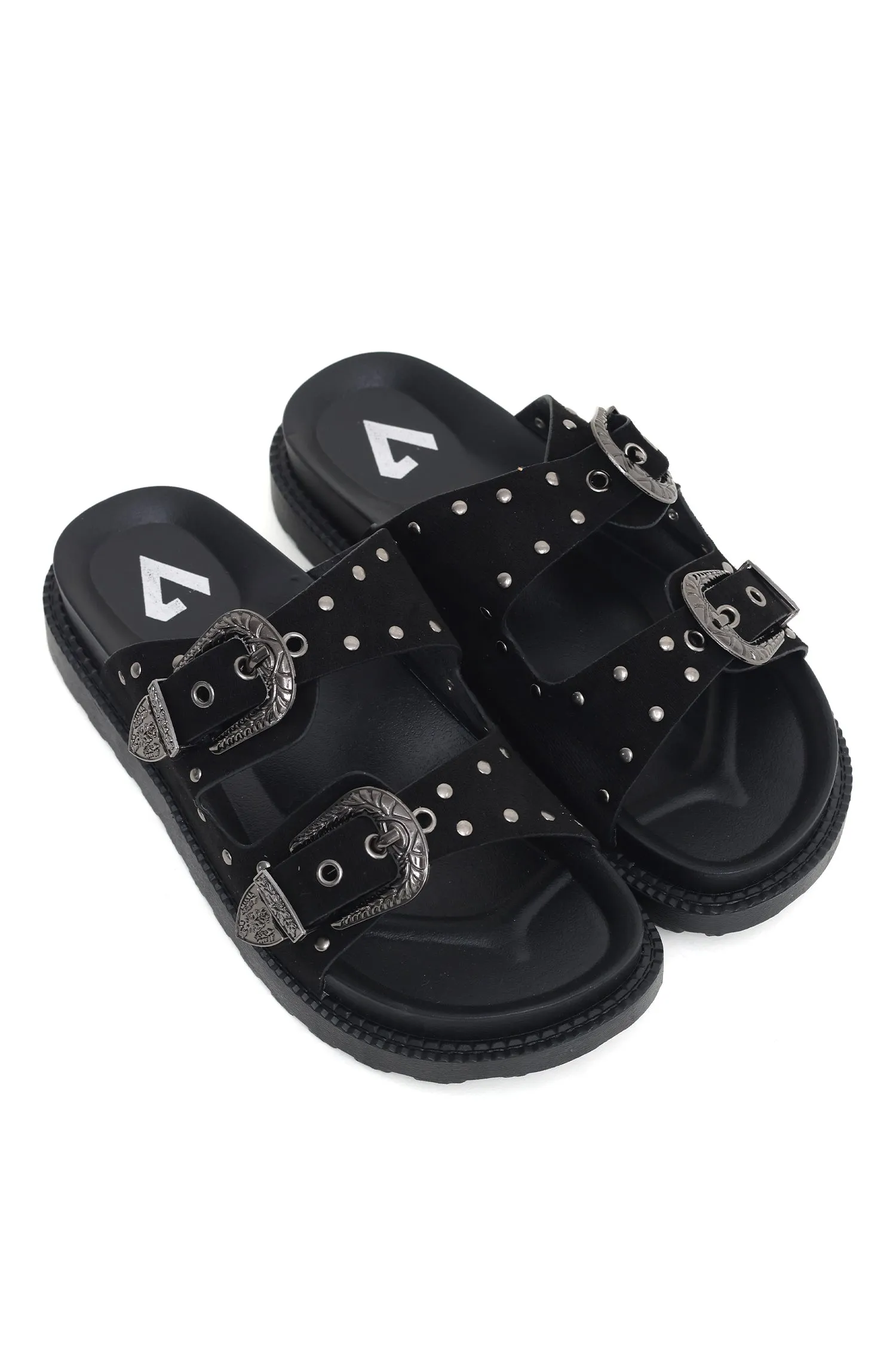 COMFORT STRAP SLIDES-BLACK