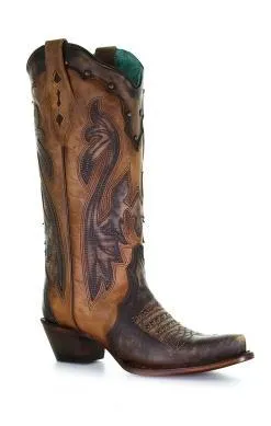 Corral Cognac Overlay & Studs Boot