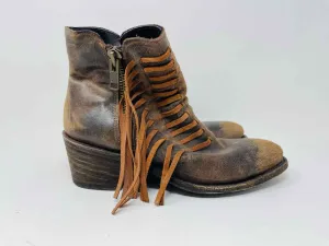 Corral Size 8.5 Brown Fringe Distressed Shoes Ankle Boots