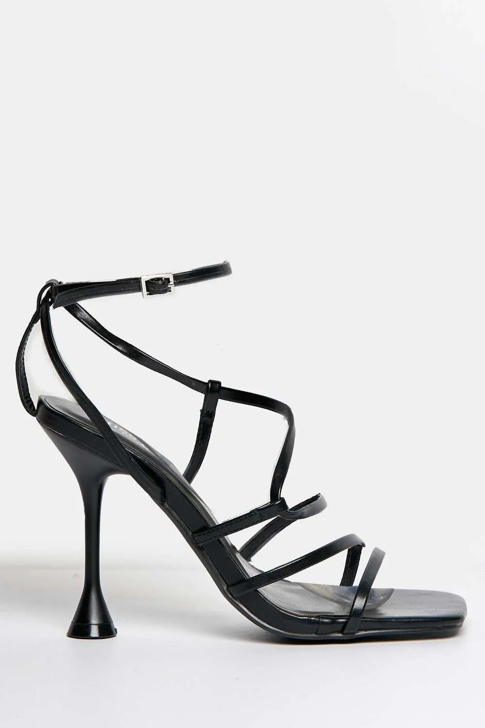 Courtney Strappy Heeled Sandals in Black Matt