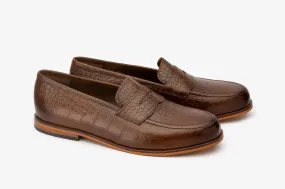 Croc Embosed Penny Loafer With Cord stiching on Vamp