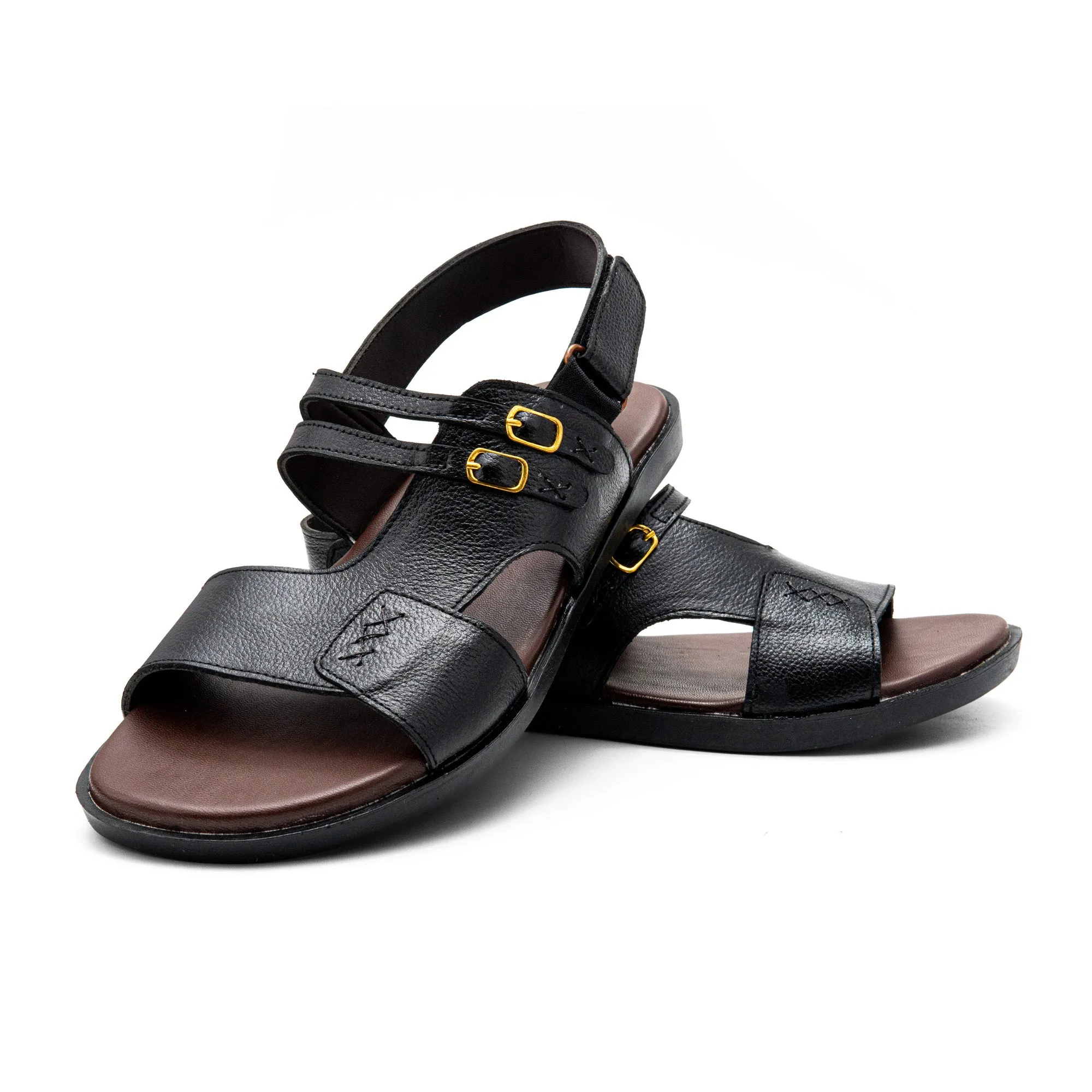 Double Buckle Men Leather Sandals