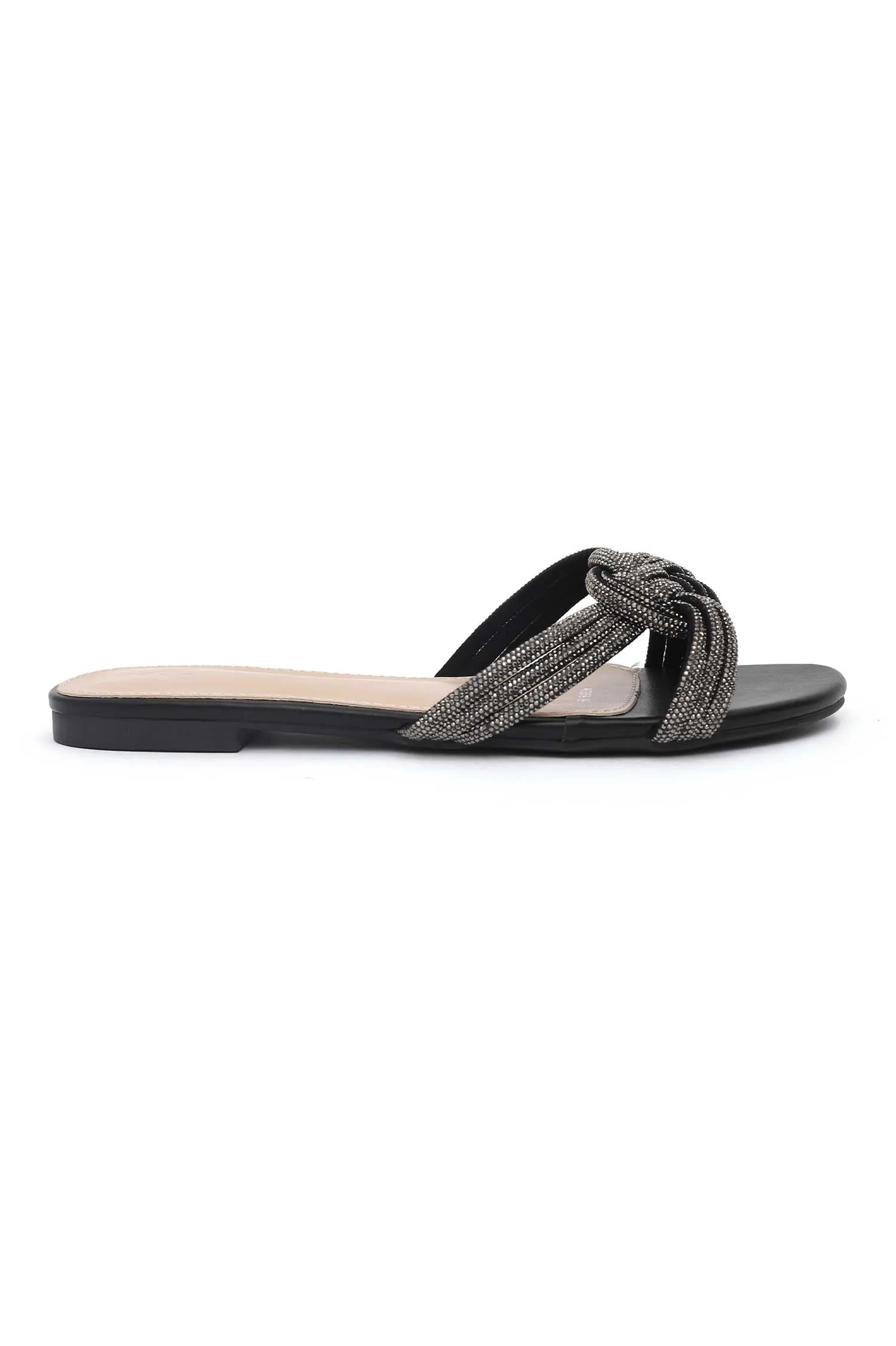 ELEGANT KNOT DESIGN SLIDES-BLACK