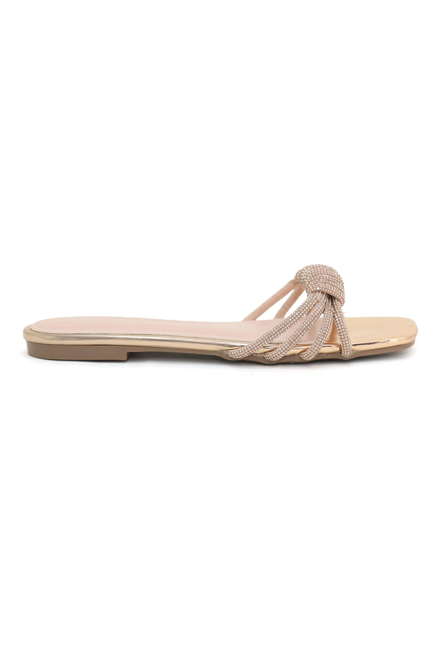 ELEGANT STRAPPY SLIDES-CHAMPAGNE