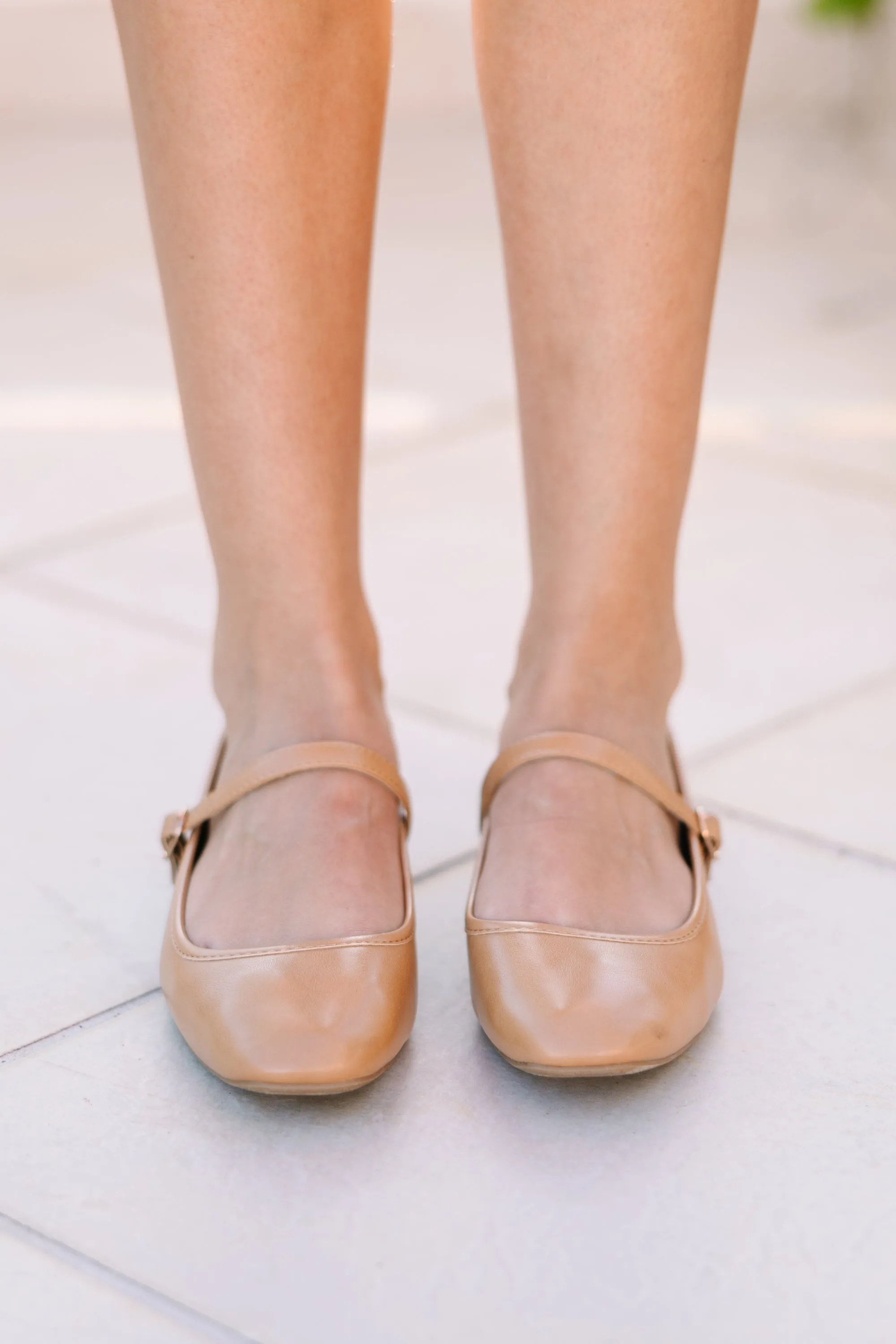 Mary Jane Tan Flats with Faith In You Design