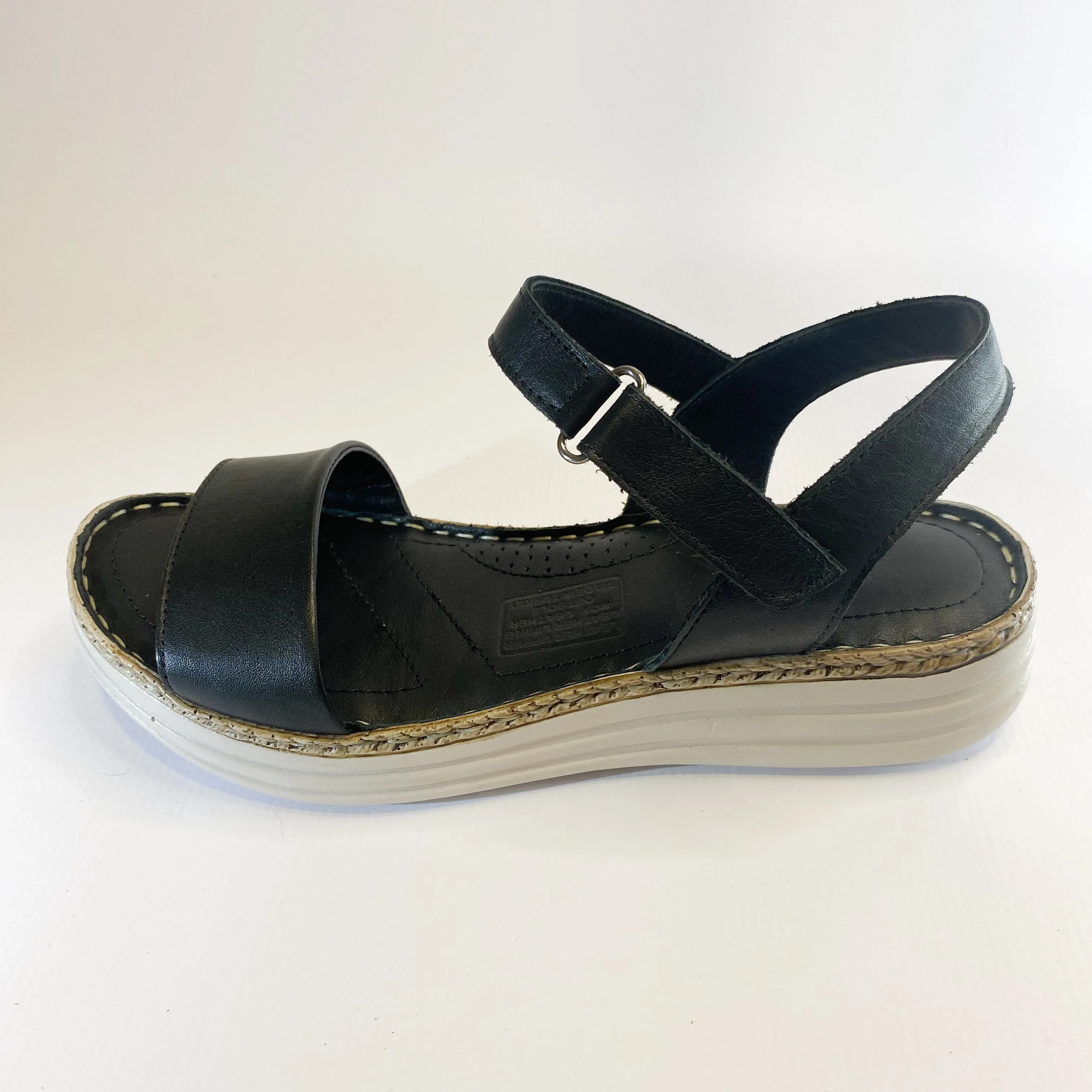 Gia black leather flatform sandal