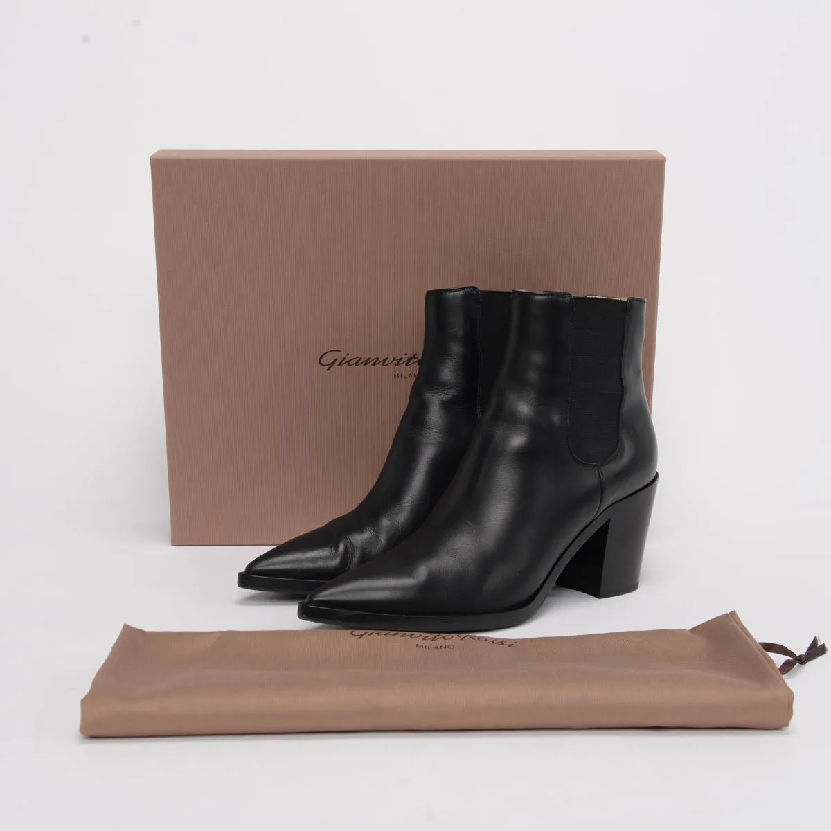 Gianvito Rossi Black Calfskin Romney 70 Boots 40