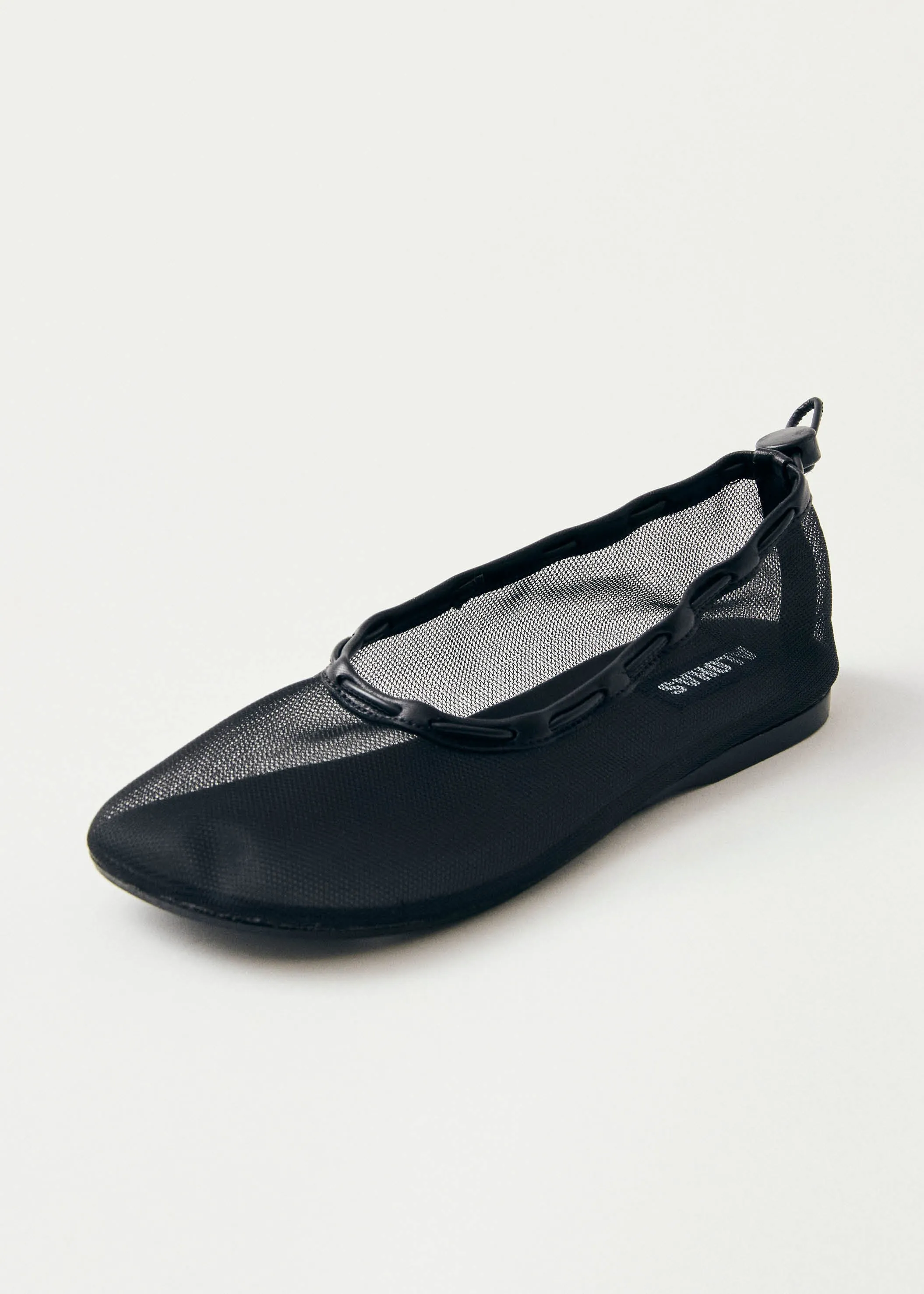 Gill Mesh Black Leather Ballet Flats