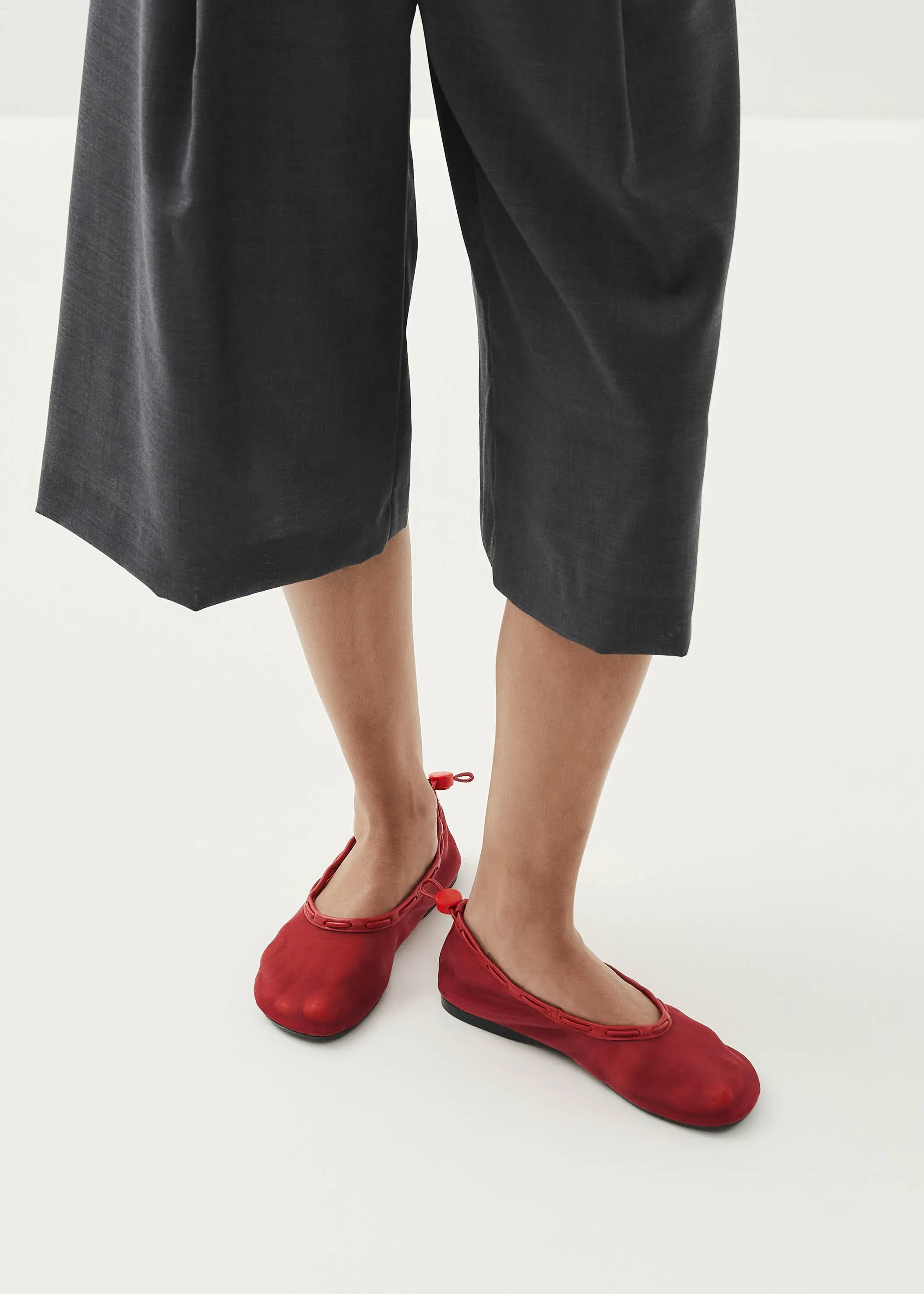 Gill Mesh Red Leather Ballet Flats