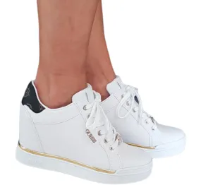 Guess Sneakers pelle white-black fondo gomma alta 8 cm. rif. G644