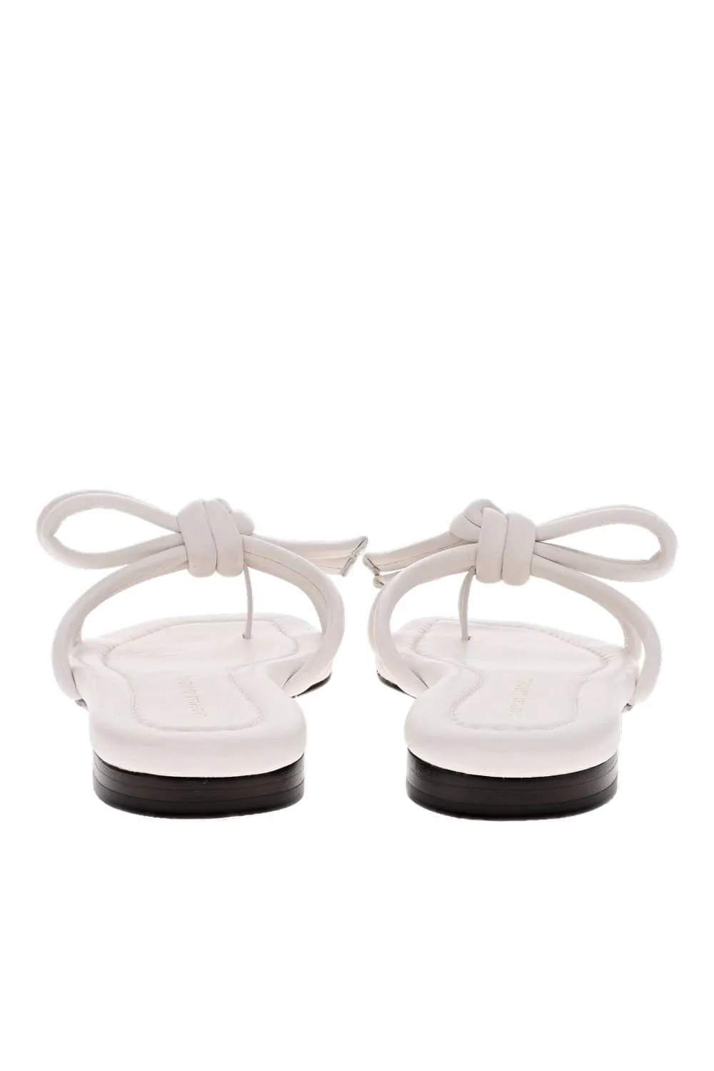 Hadley White Leather Bow Flat Sandals