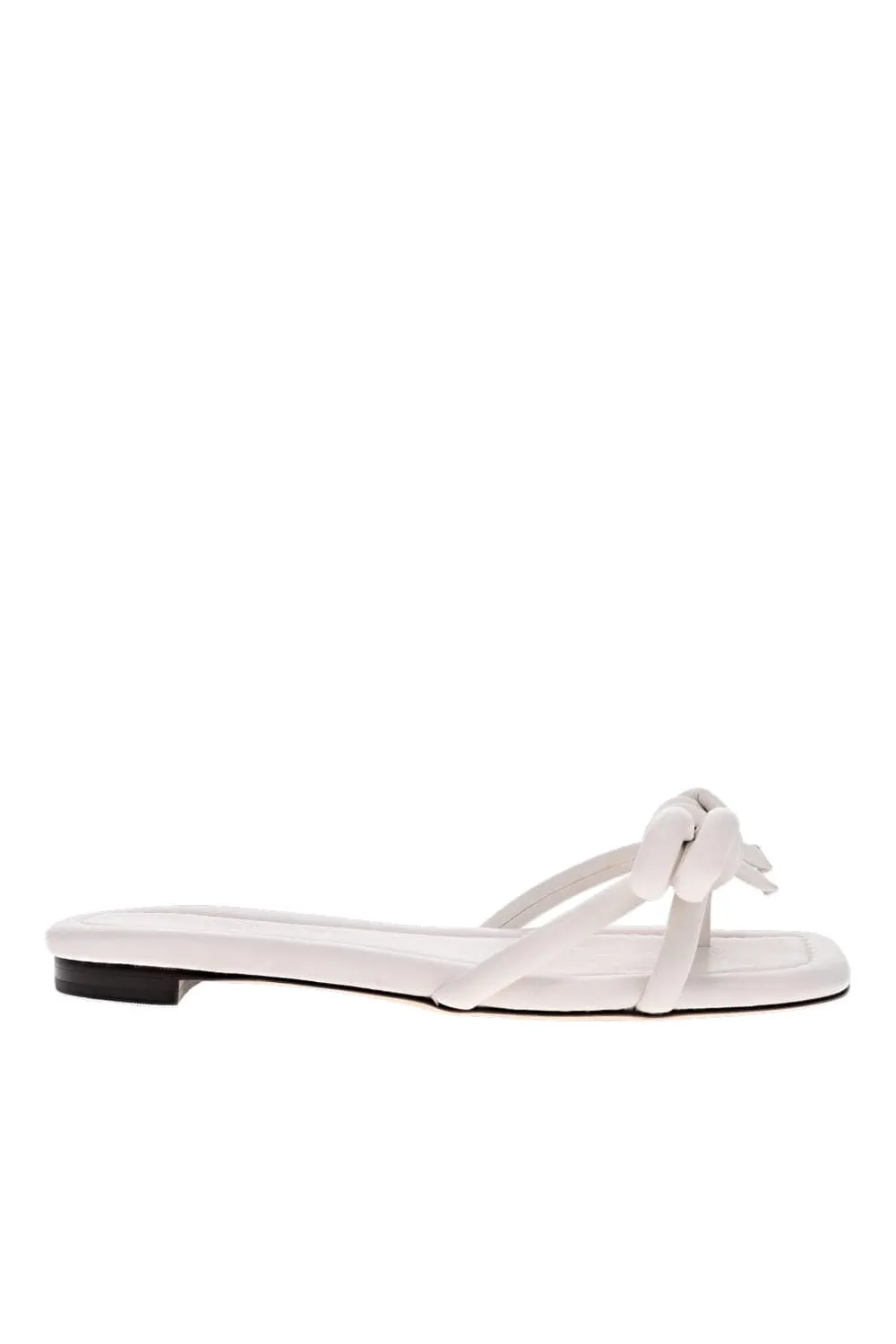 Hadley White Leather Bow Flat Sandals