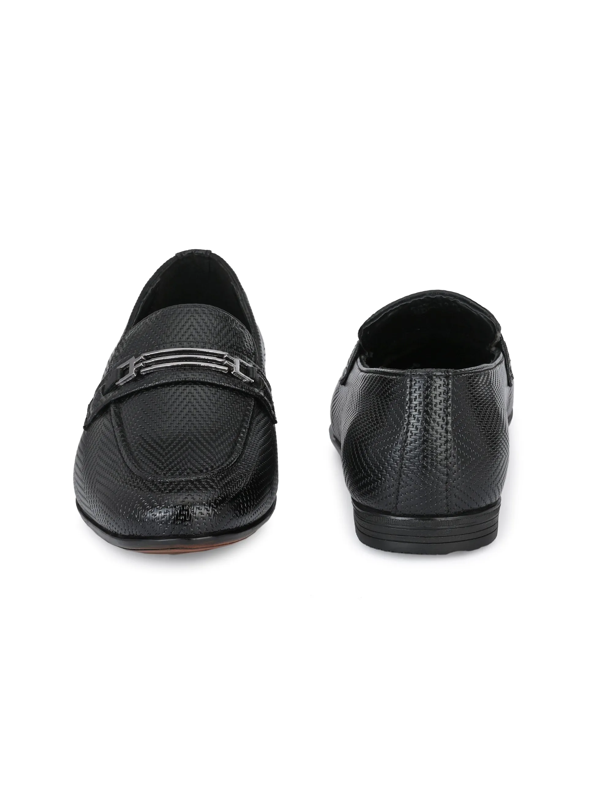 Hedwig Black Textured Slip-Ons