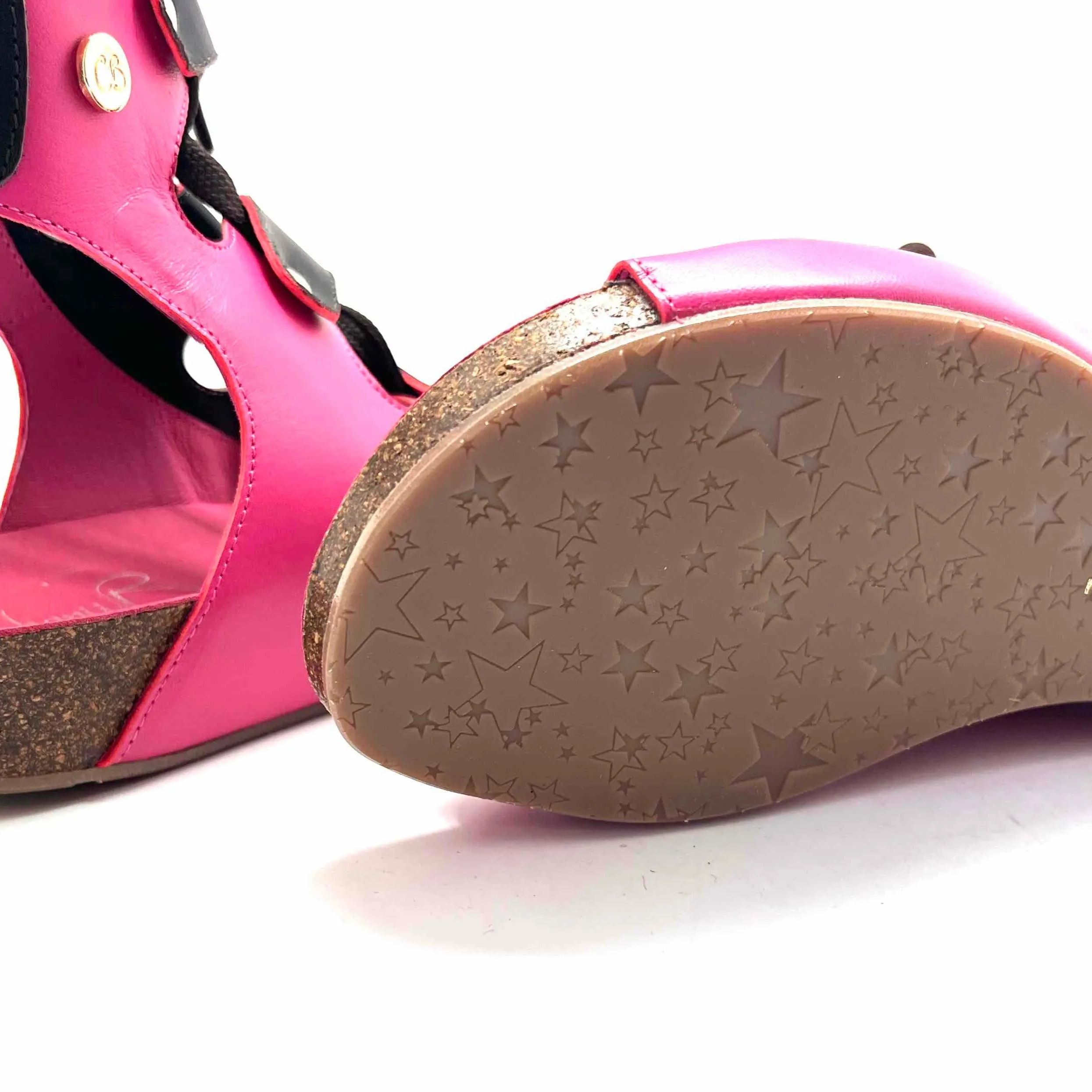 Je Savoir- Fuchsia lace up cork sandal