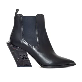 Jemina Black Leather Ankle Boots 37