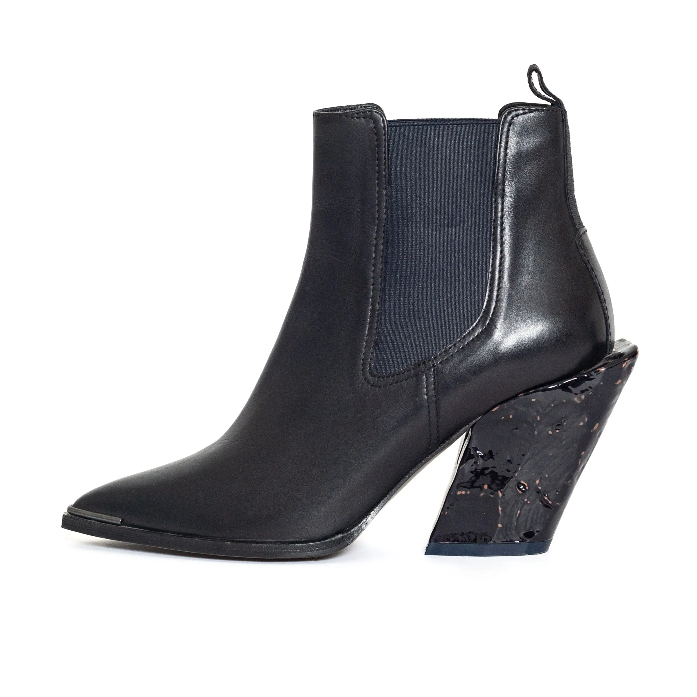 Jemina Black Leather Ankle Boots 37