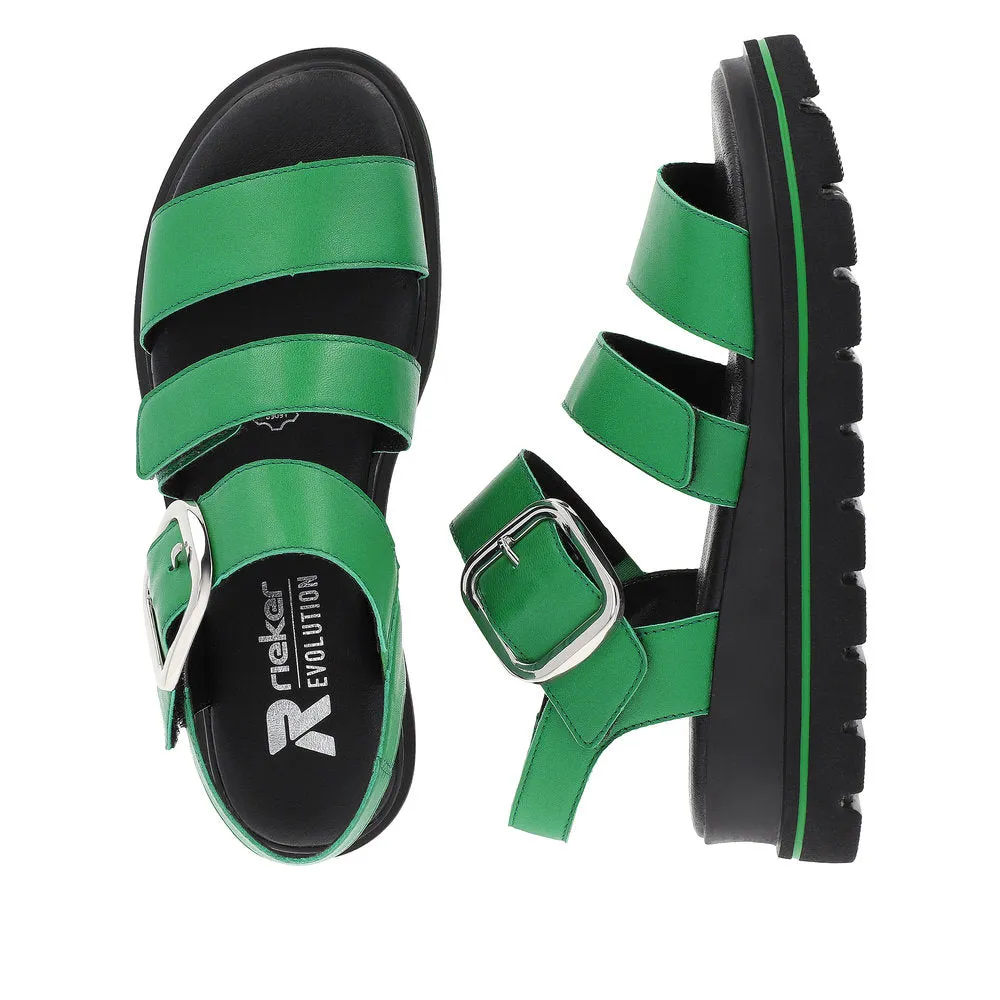 Ladies Evolution By Rieker Sandals Green Chunky Platform W1650-52 sale