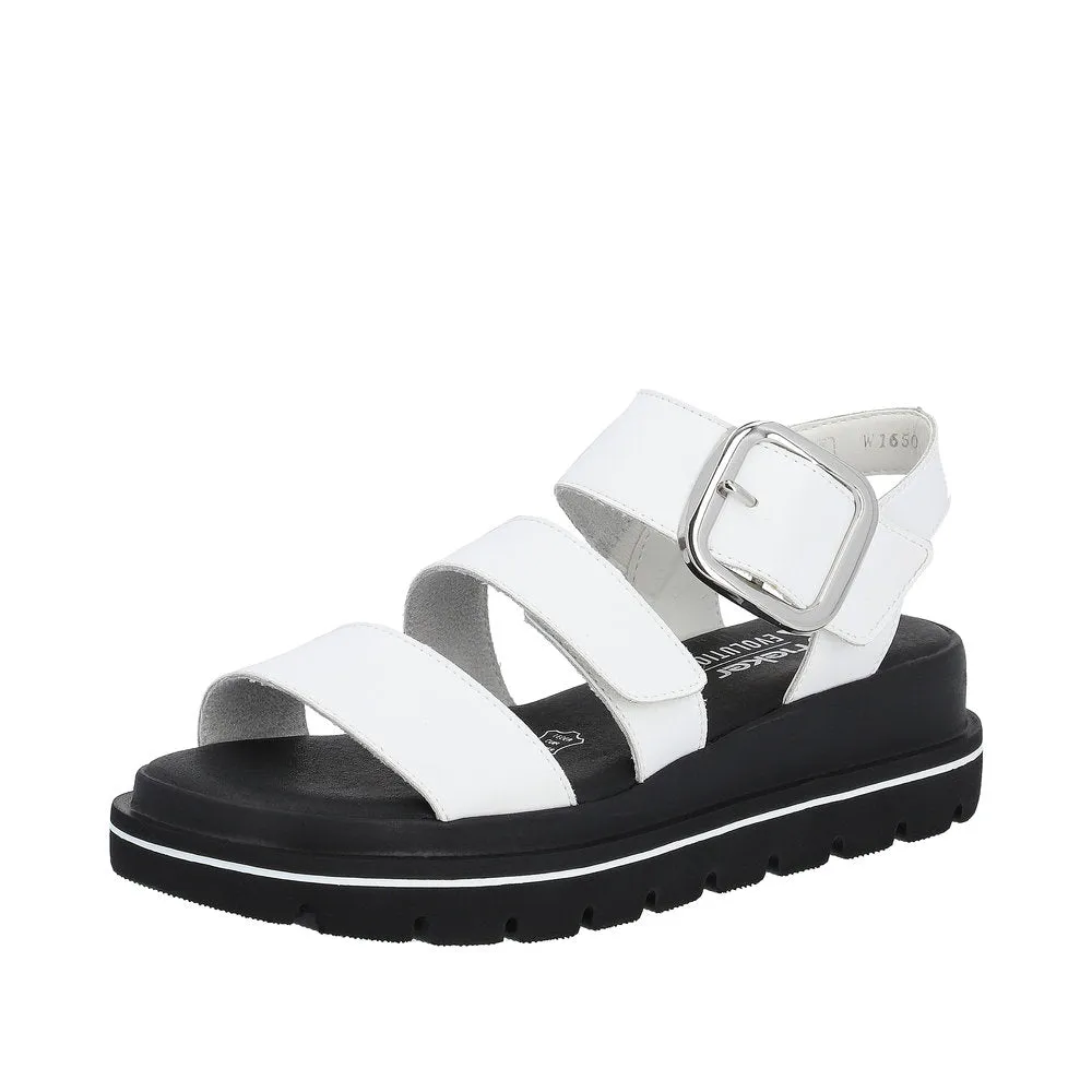 Ladies Evolution By Rieker Sandals White Chunky Platform W1650-80 sale