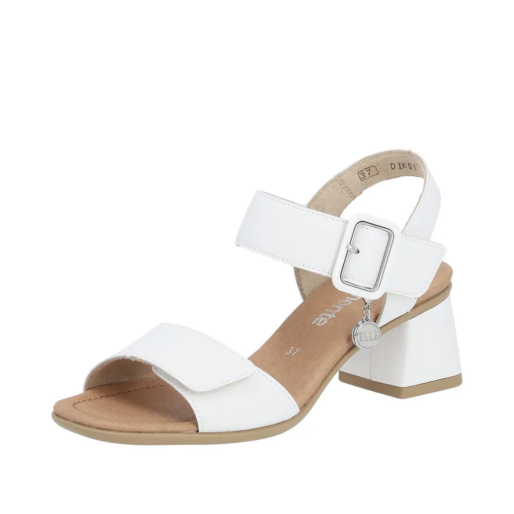 Ladies White Leather Remonte Sandals Low Heel Strap D1K51-80 sale