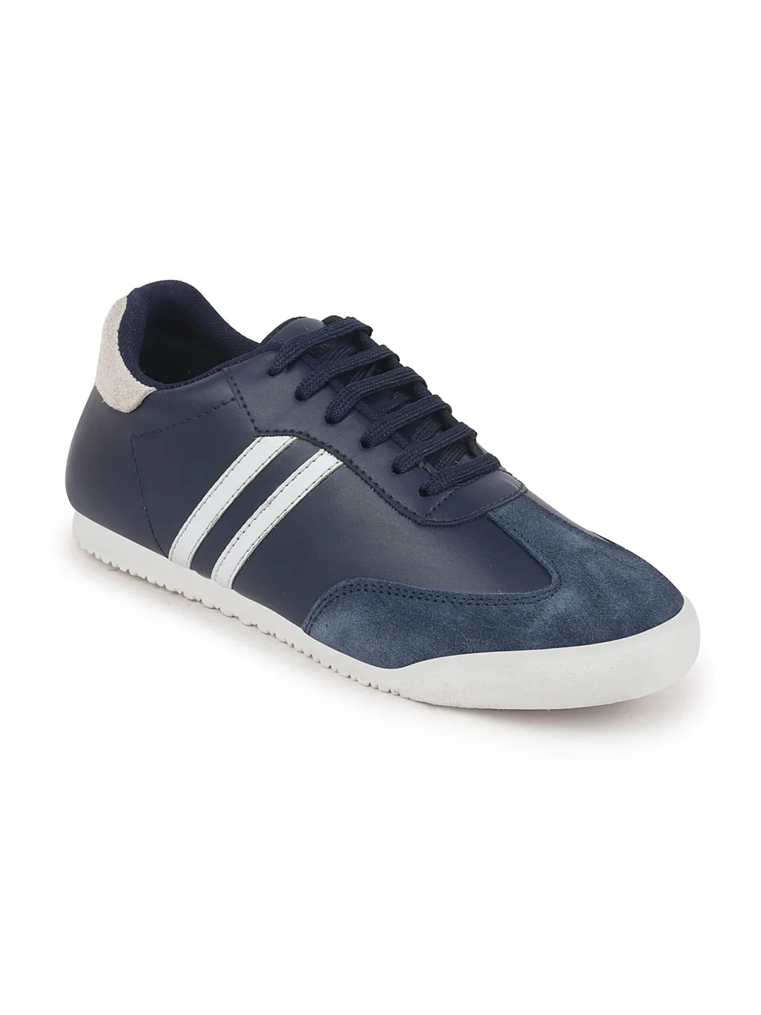 Men Navy Blue Lace Up Trendy Stylish Outdoor Fashion Sneakers