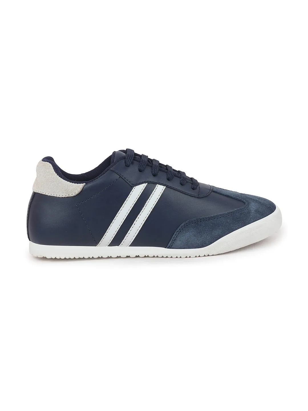 Men Navy Blue Lace Up Trendy Stylish Outdoor Fashion Sneakers