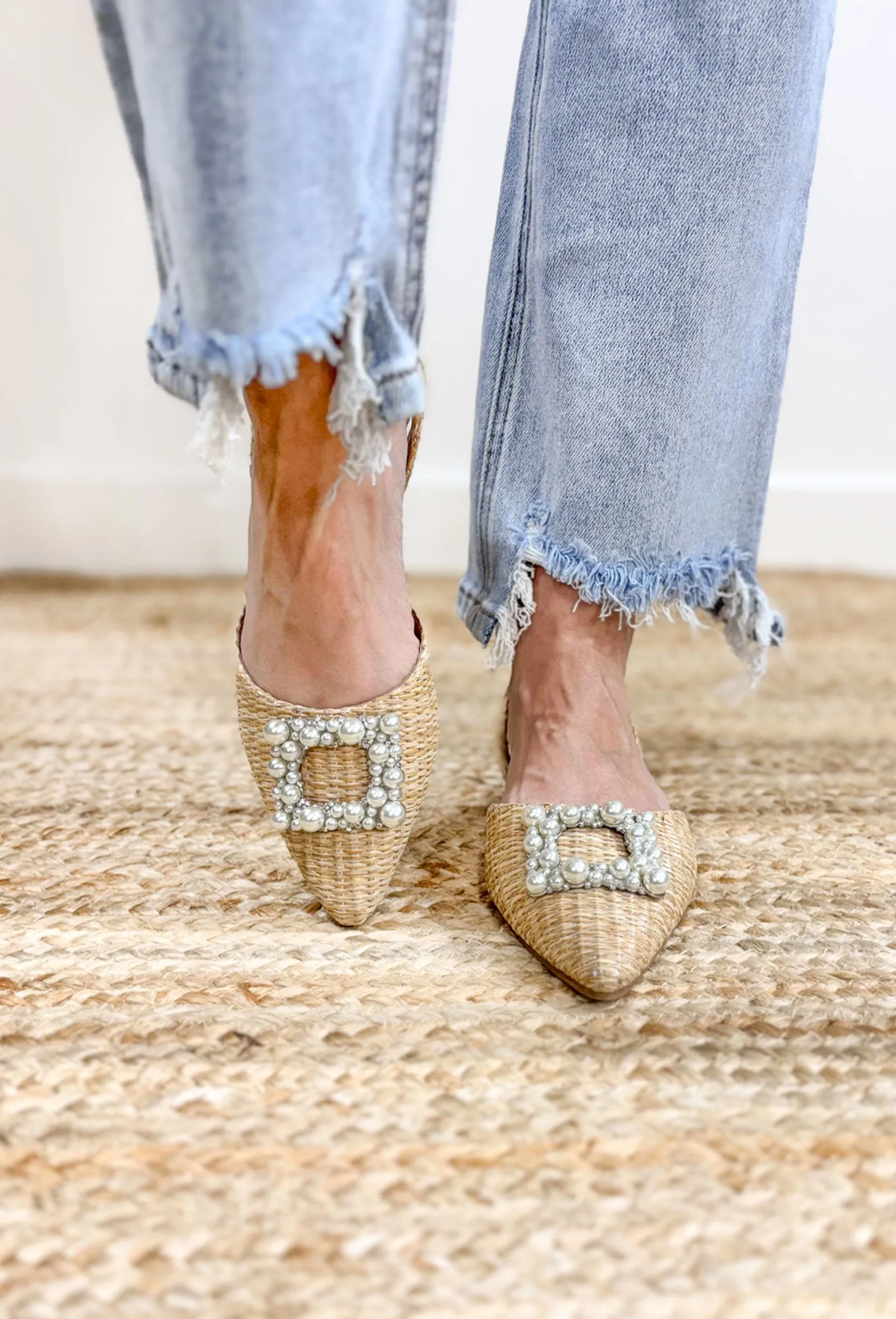 Meryl Raffia Flats