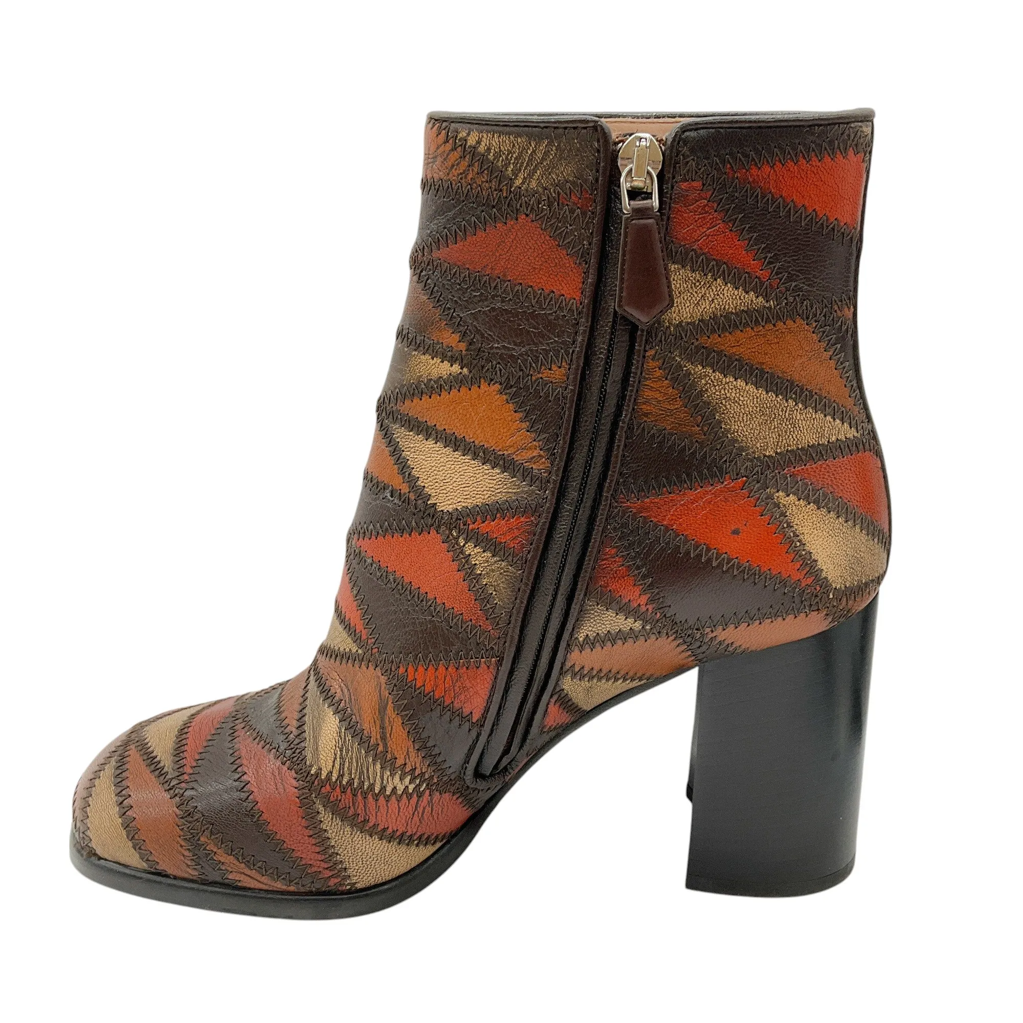 Miu Miu Brown Patchwork Leather Ankle Boots