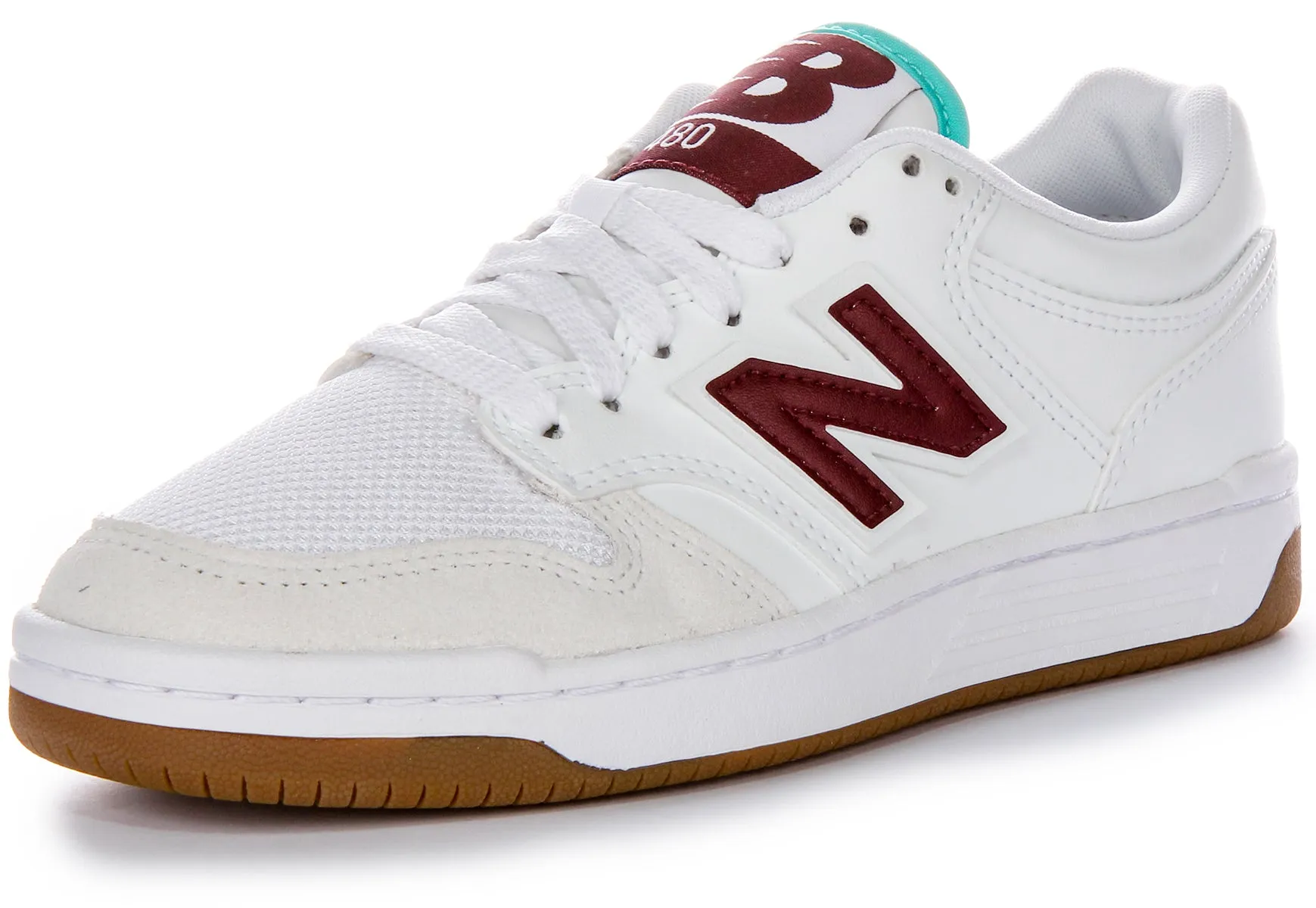 New Balance BB 480 LFT In White Burgundy