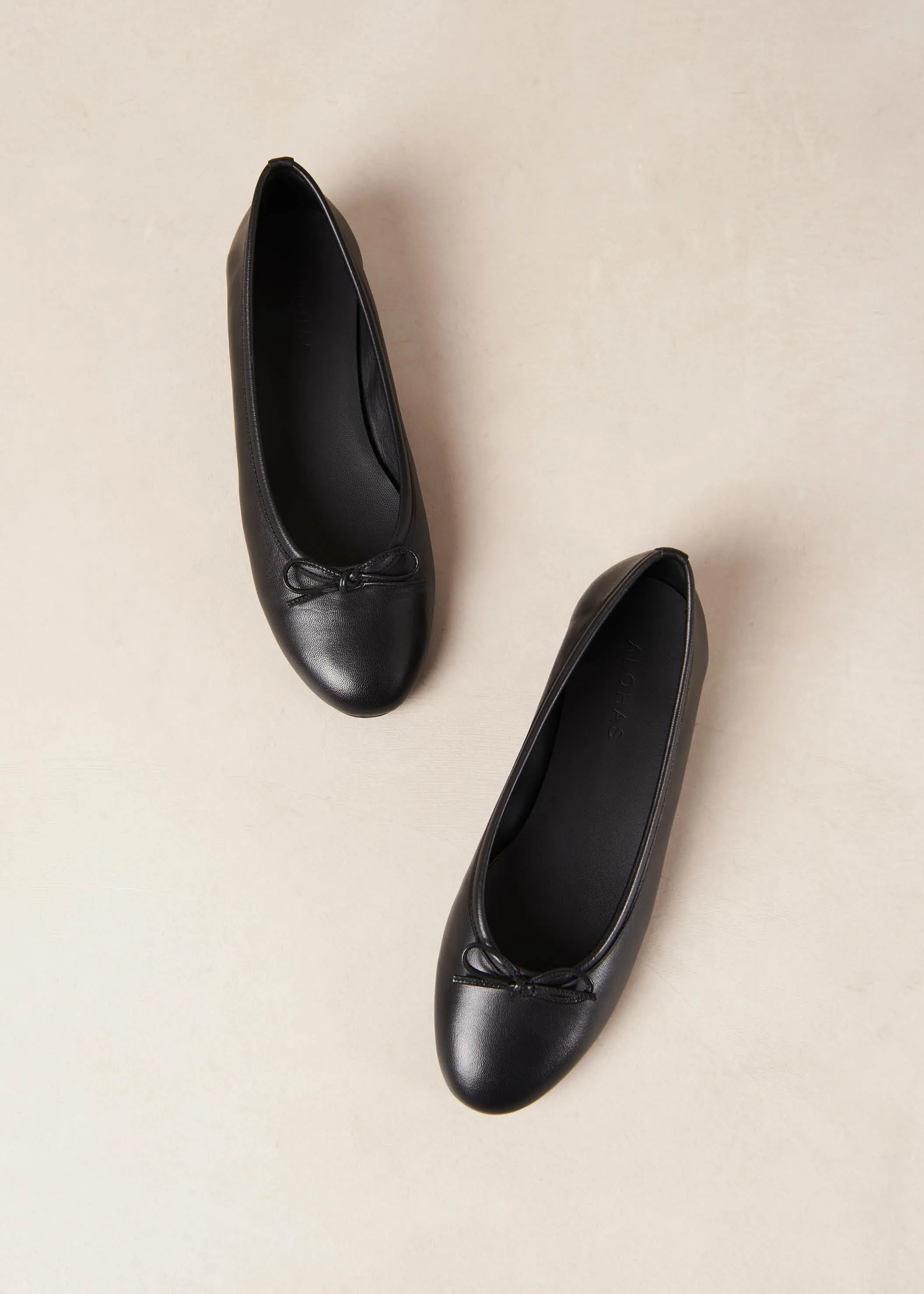 Oriana Black Leather Ballet Flats