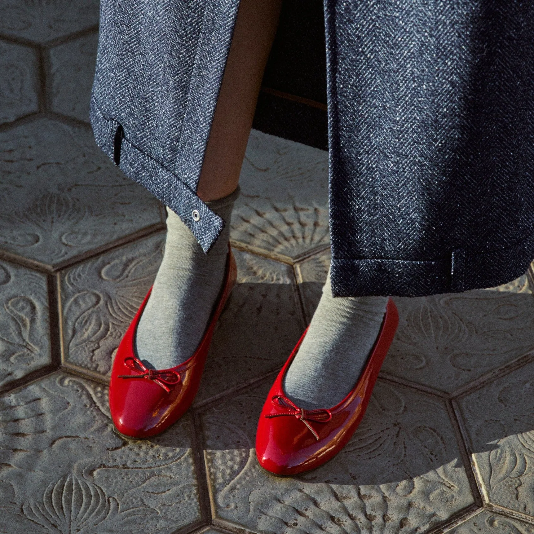 Oriana Onix Red Leather Ballet Flats