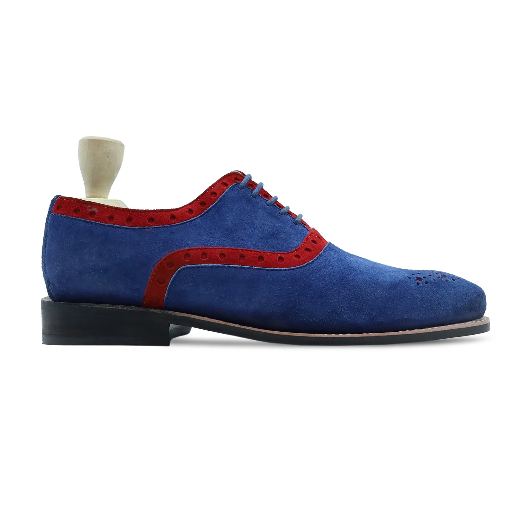 Qirdag Gy - Men's Blue Kid Suede Oxford Shoe