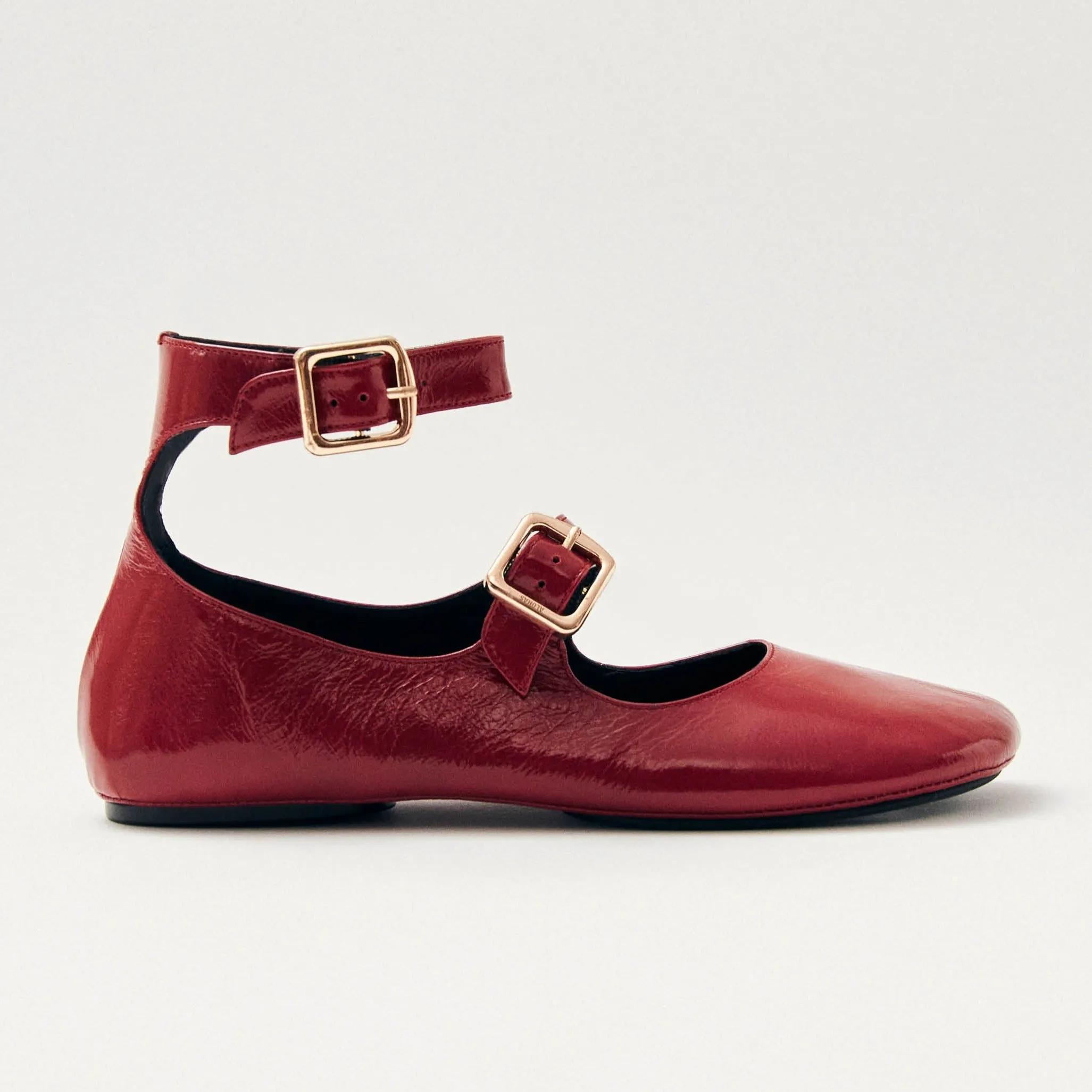 Samoa Onix Red Leather Ballet Flats