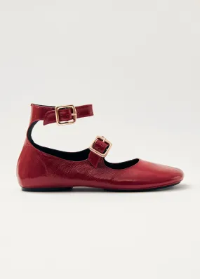 Samoa Onix Red Leather Ballet Flats