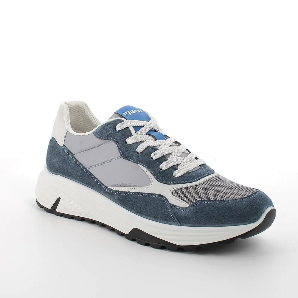 SNEAKERS CAMOSCIO AZZURRO