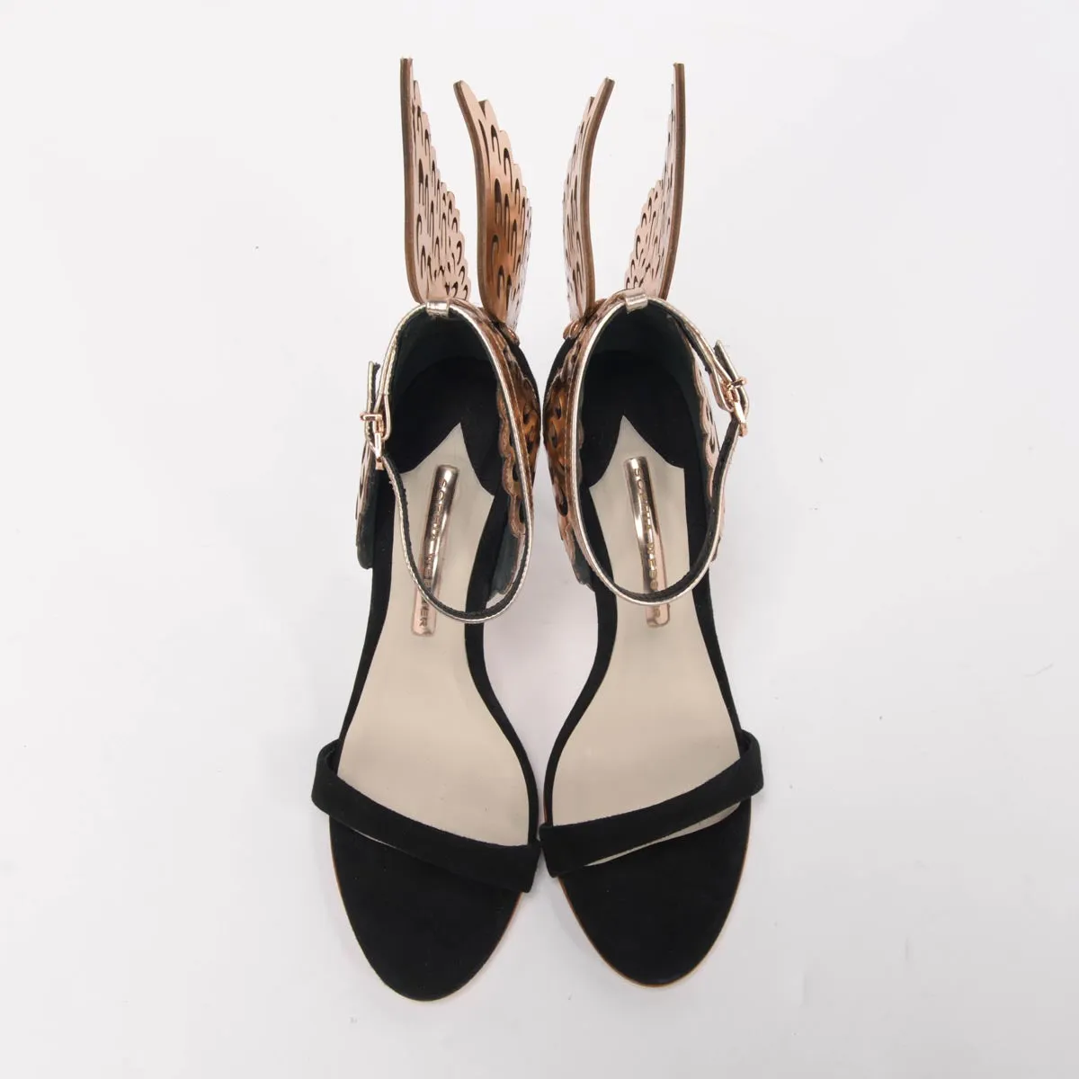 Sophia Webster Gold & Black Suede Evangeline Butterfly Sandals 38.5