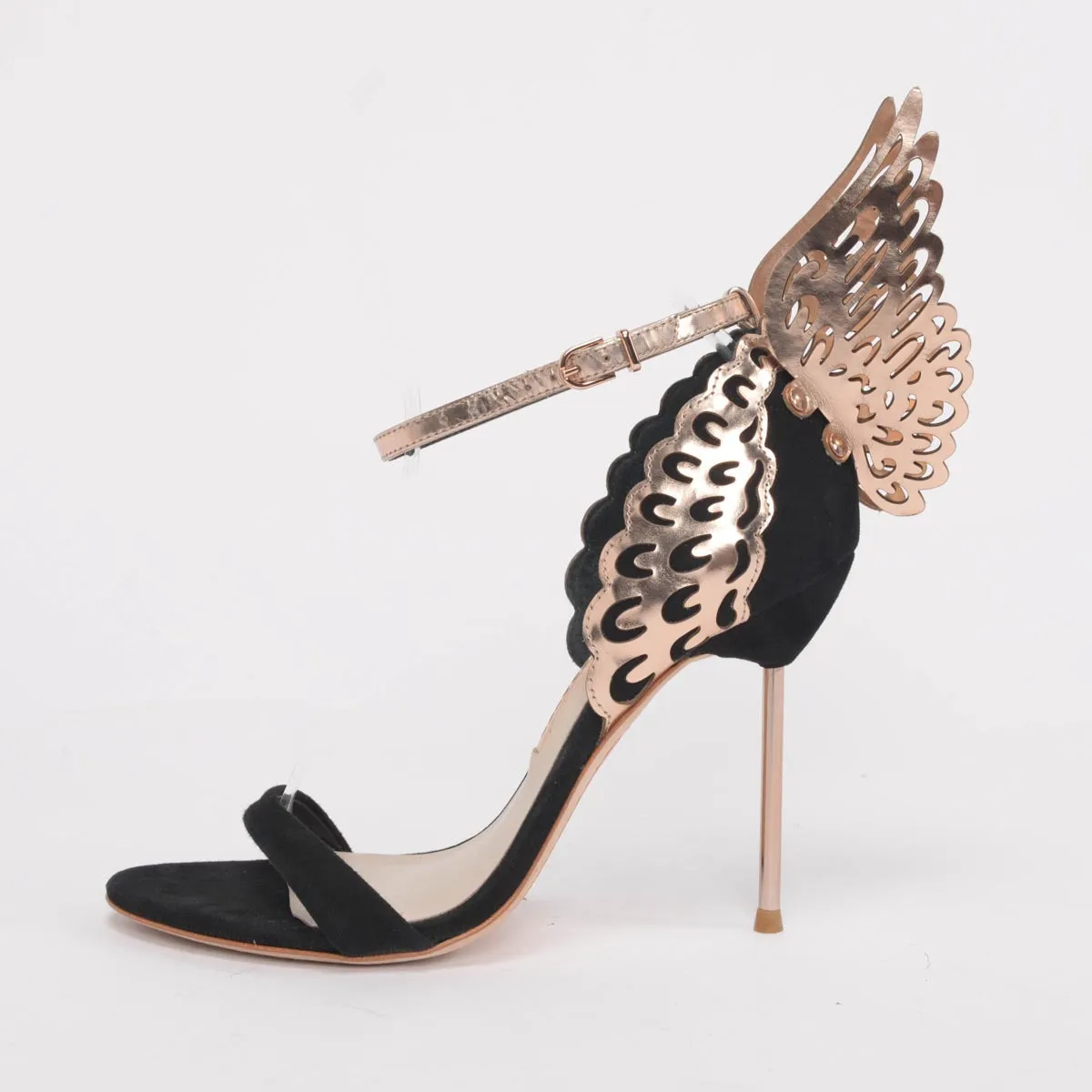 Sophia Webster Gold & Black Suede Evangeline Butterfly Sandals 38.5