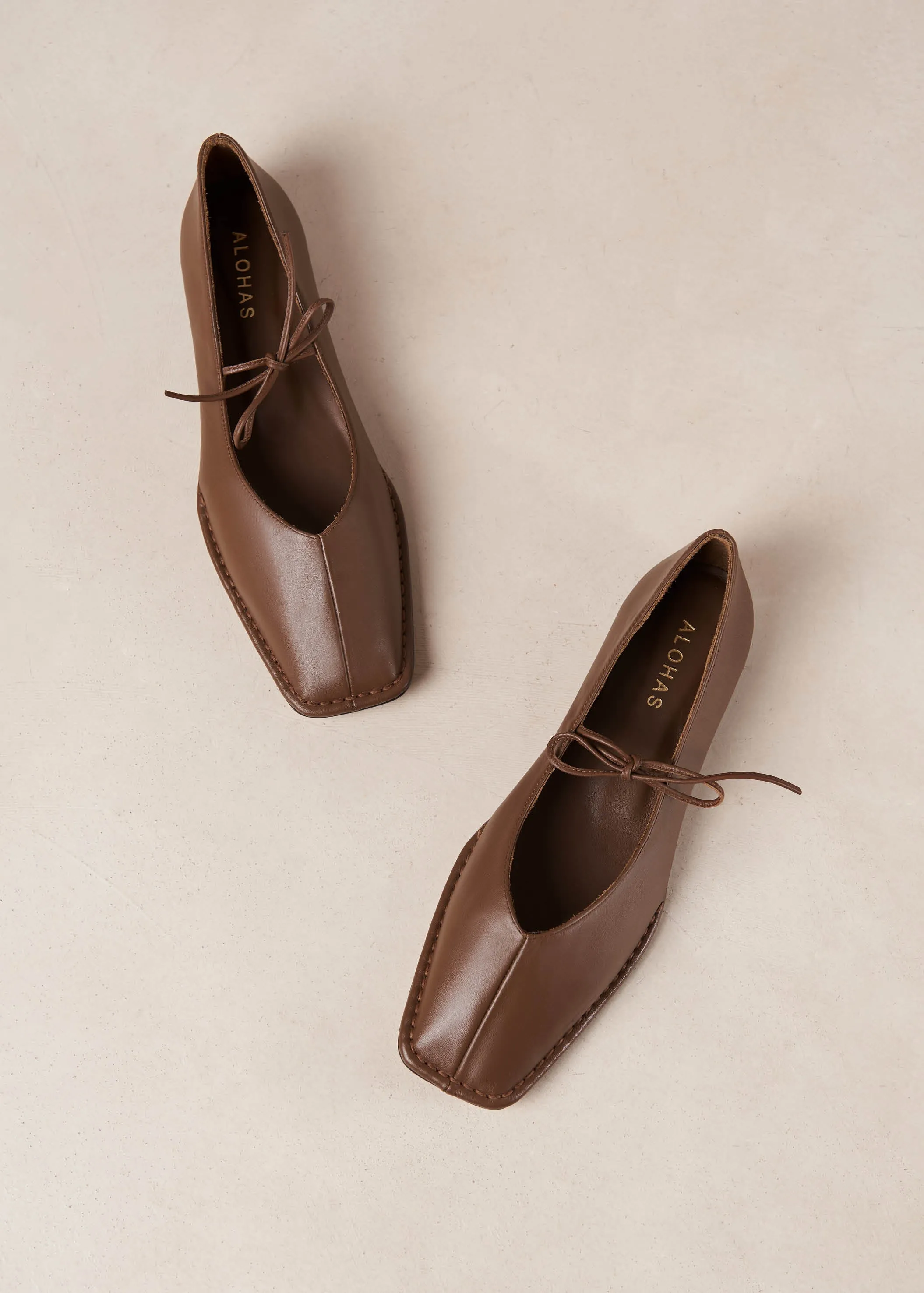 Sway Chestnut Brown Leather Ballet Flats