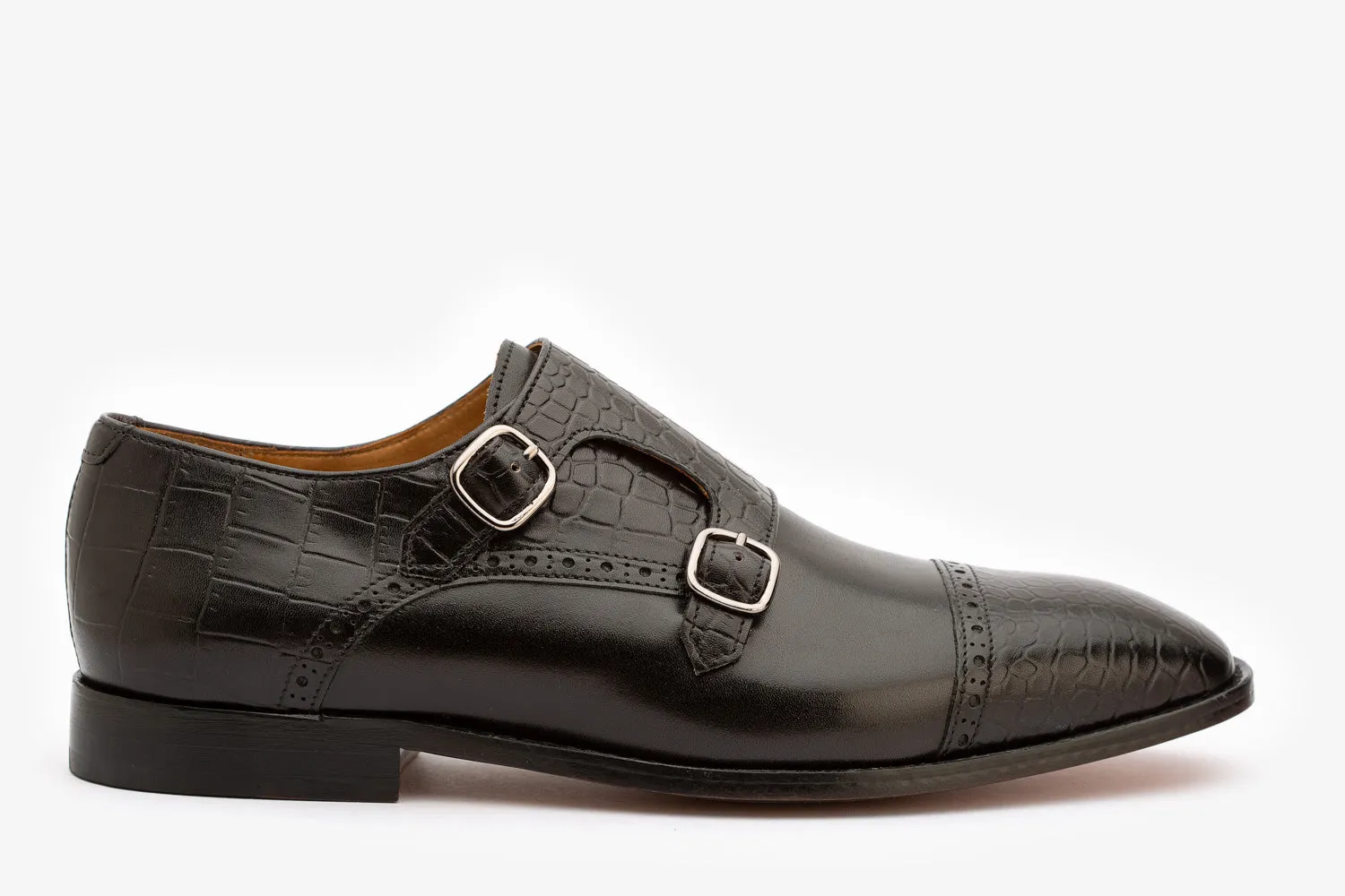 Toecap Brogue Double monk croc embossed print