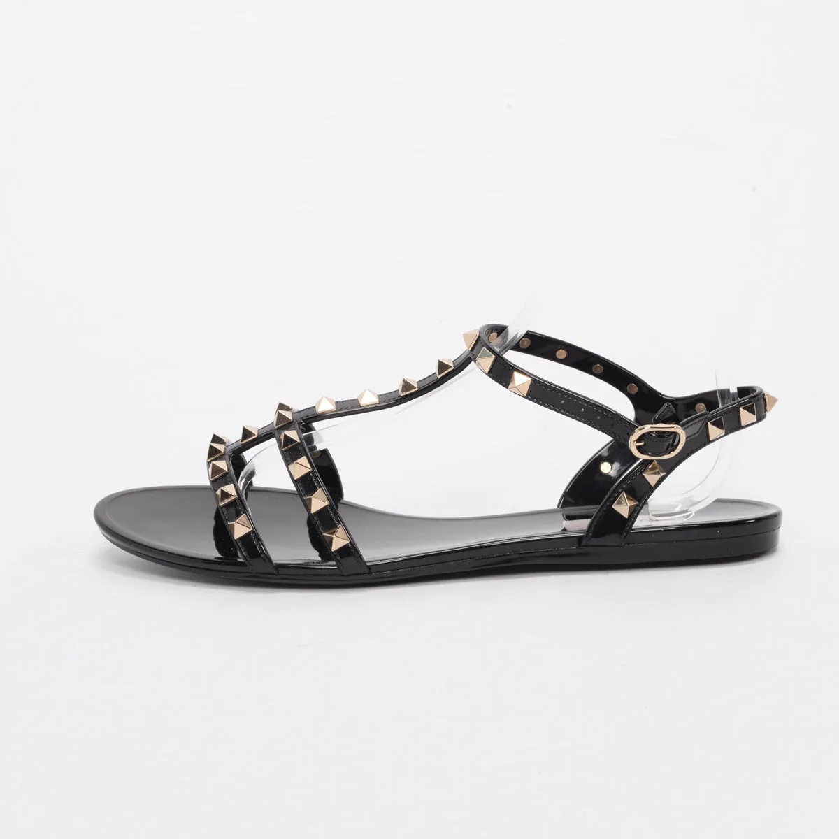 Valentino Black Jelly Rockstud Sandals 41